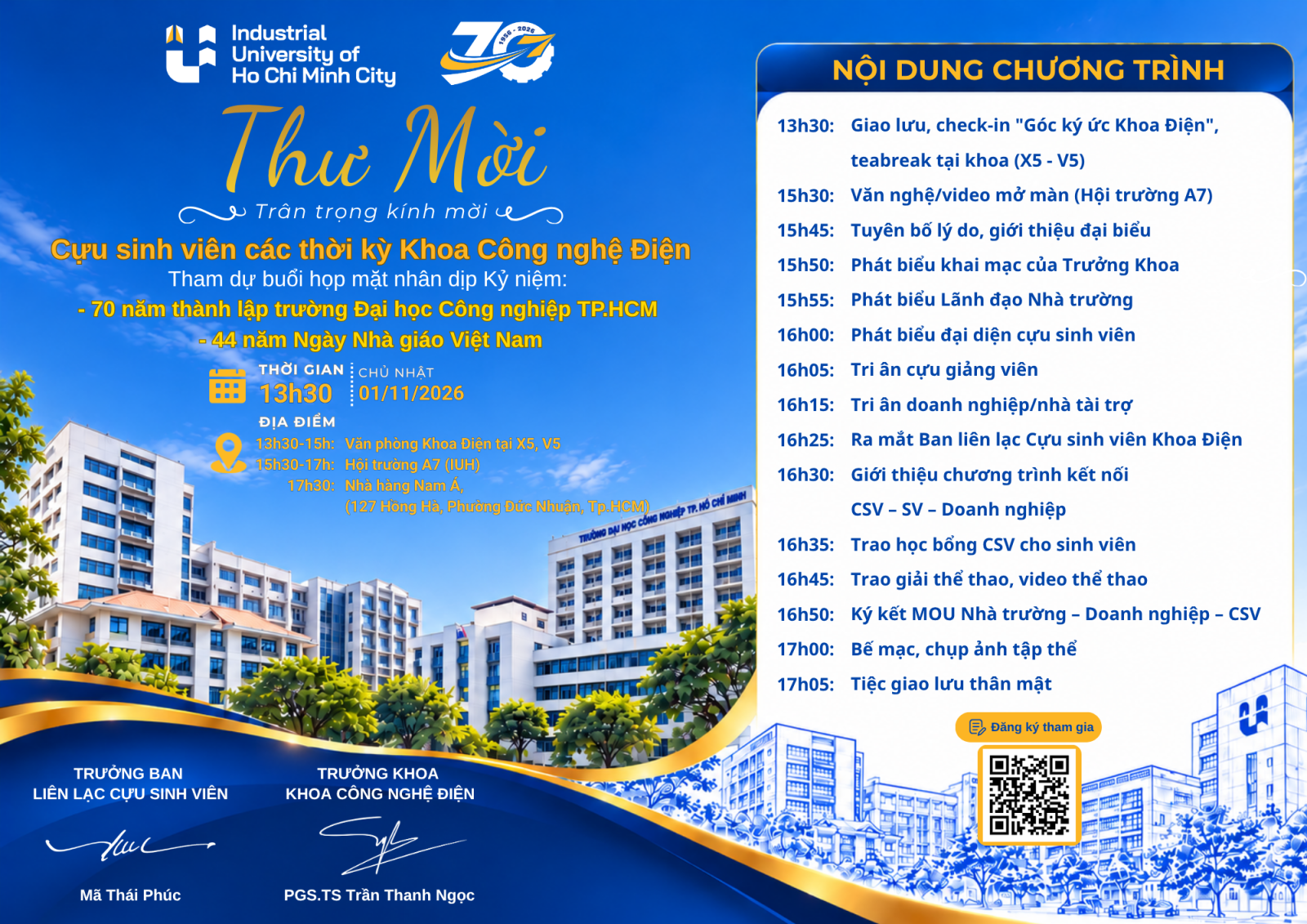 THÔNG BÁO HỌP MẶT CỰU SINH VIÊN KHOA CÔNG NGHỆ ĐIỆN